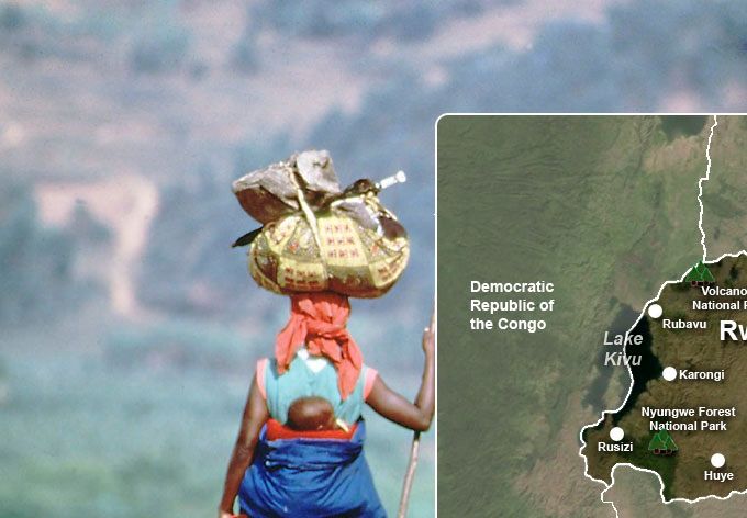 Map of Rwanda-Located in East Africa neighbouring DRC, Uganda, Burundi, Tanzania